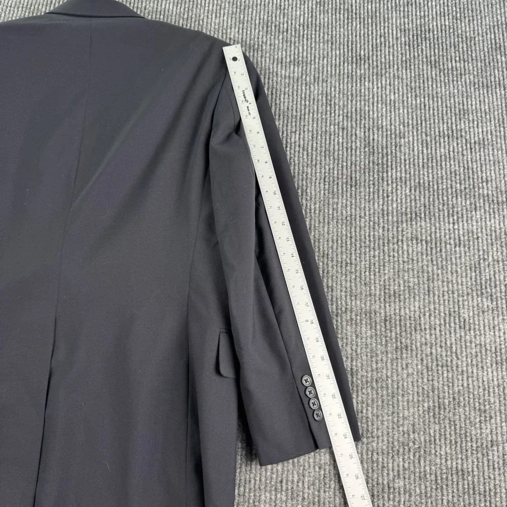 Vintage Eddie Jacobs Suit 39R Blue Wool Solid Union Made USA 32x28 Pleated Pants